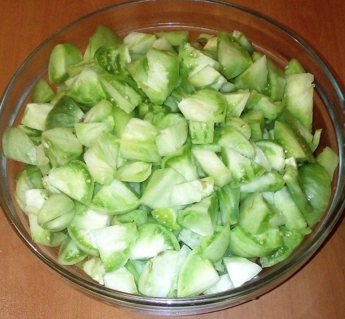 grønn tomatsalat til vinteren