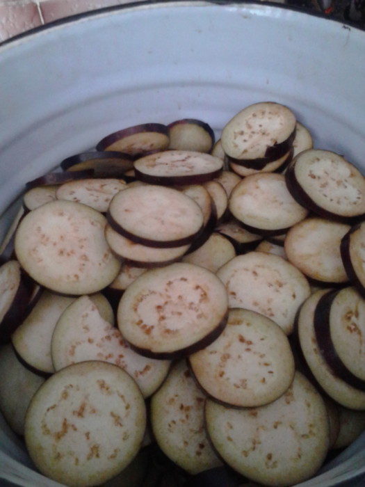 Vintersalat med aubergine og grønne tomater