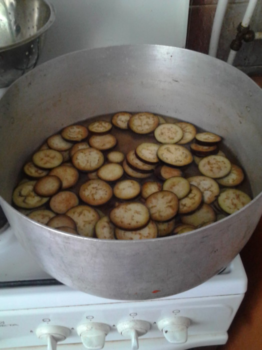 Vintersalat med aubergine og grønne tomater